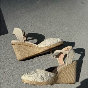 Elegant Cream Wedge Sandals